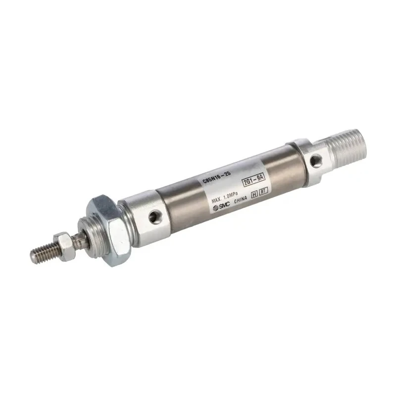 SMC 16 mm Bore Pneumatic Piston Rod Cylinder, Double Acting, Rubber Cushioned, Aluminium Alloy Body, 25 mm Stroke C85N16-25