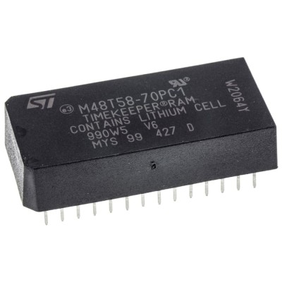 STMicroelectronics Real Time Clock 8.19 kB DW:DM:M:Y, 28-Pin PCDIP Through Hole M48T58-70PC1
