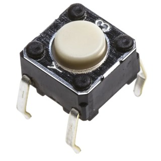 Omron Grey Tactile Switch Plunger, 0.9 mm Actuator Length, SPST 50mA 24 V dc Through Hole Mount B3F-1000