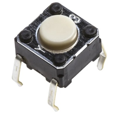 Omron Grey Tactile Switch Plunger, 0.9 mm Actuator Length, SPST 50mA 24 V dc Through Hole Mount B3F-1000