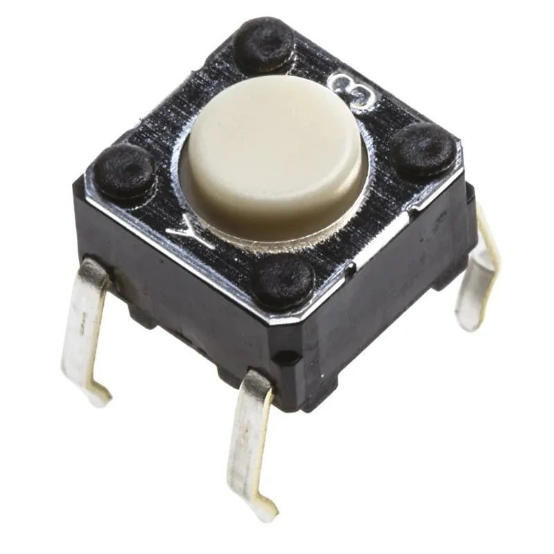 Omron Grey Tactile Switch Plunger, 0.9 mm Actuator Length, SPST 50mA 24 V dc Through Hole Mount B3F-1000