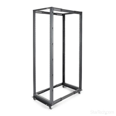 StarTech.com 4PO Series Black Steel 42U Server Rack, 4 Post Frame, 101.7 mm Depth, 2 m Height 4POSTRACK42