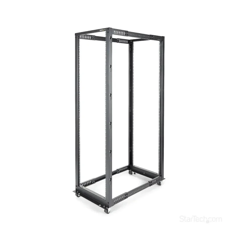 StarTech.com 4PO Series Black Steel 42U Server Rack, 4 Post Frame, 101.7 mm Depth, 2 m Height 4POSTRACK42