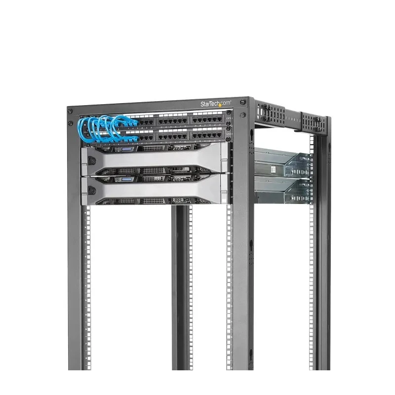 StarTech.com 4PO Series Black Steel 42U Server Rack, 4 Post Frame, 101.7 mm Depth, 2 m Height 4POSTRACK42