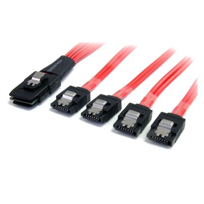 StarTech.com Male Mini SAS to Female Straight SATA Cable, 1 m SAS8087S4100