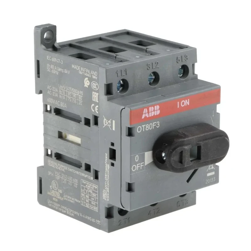 ABB 3-Pole DIN Rail Isolator Switch, IP20, 80A Current Rating, 560kW Switching Power OT80F3 1SCA105798R1001