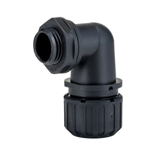 Adaptaflex Black Polyamide 66 Conduit Fitting 16 mm Nominal Size, M16, IP67 Rated PF16/M16/90/BL
