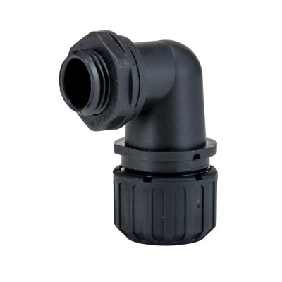 Adaptaflex Black Polyamide 66 Conduit Fitting 16 mm Nominal Size, M16, IP67 Rated PF16/M16/90/BL