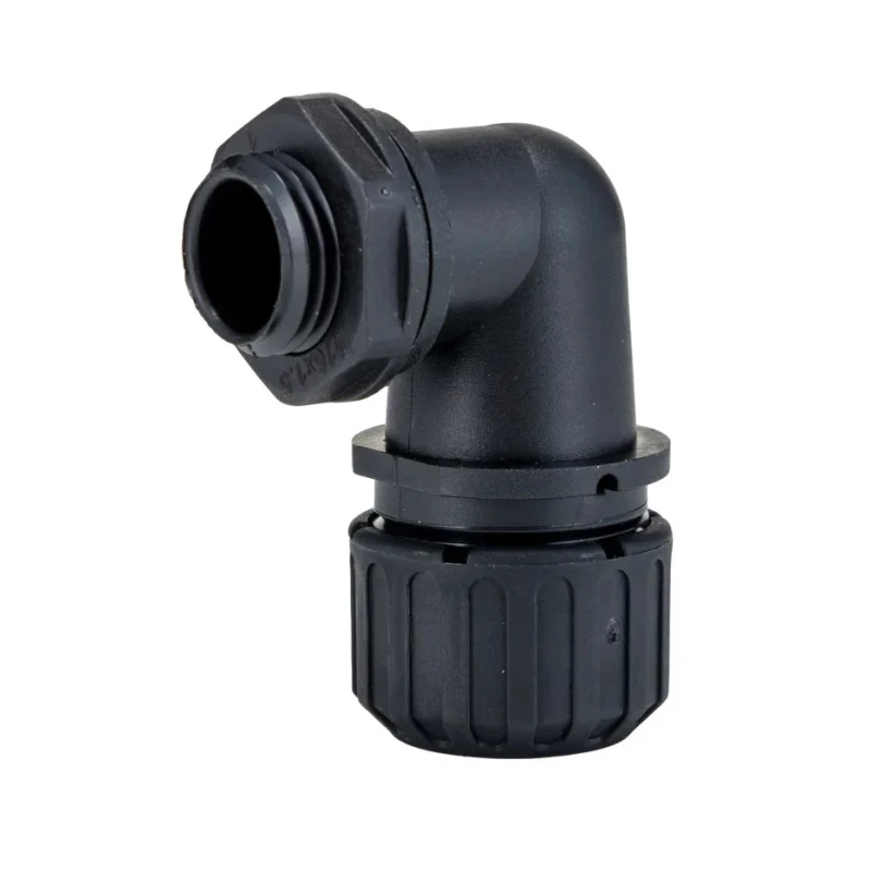 Adaptaflex Black Polyamide 66 Conduit Fitting 16 mm Nominal Size, M16, IP67 Rated PF16/M16/90/BL