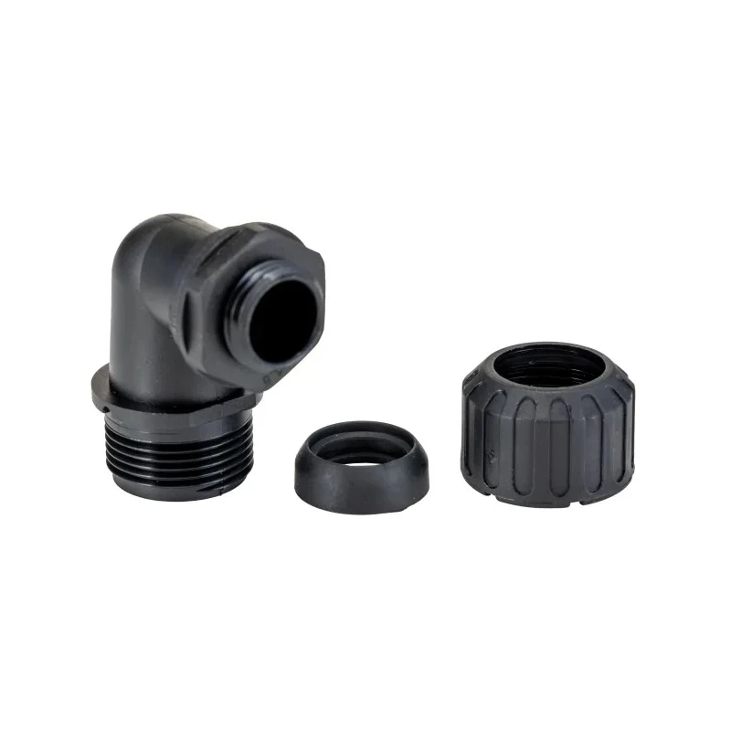 Adaptaflex Black Polyamide 66 Conduit Fitting 16 mm Nominal Size, M16, IP67 Rated PF16/M16/90/BL