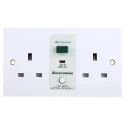 RS PRO 13A Passive 2 Gang RCD Socket Flush Switched BS7288:1990 & BS1363 230V AC White 687-7339