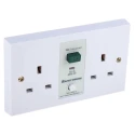 RS PRO 13A Passive 2 Gang RCD Socket Flush Switched BS7288:1990 & BS1363 230V AC White 687-7339
