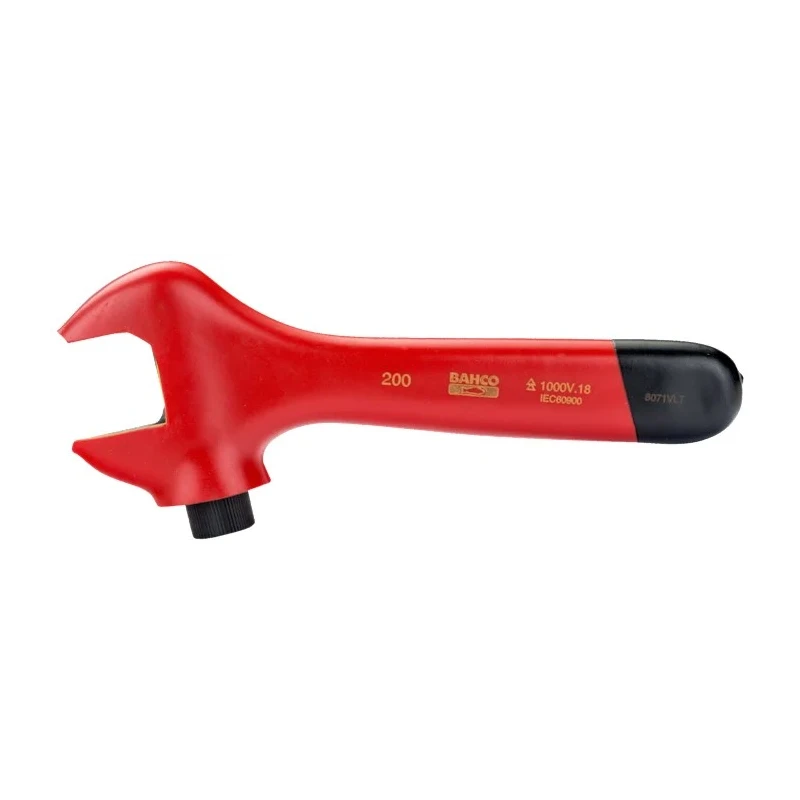 Bahco Adjustable Wrench 29 mm Jaw Capacity 205 mm Overall Length Insulated Handle VDE 1000V Approved 8071VLT