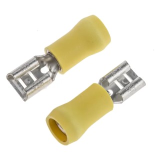 JST Yellow Insulated Female Spade Connector Crimp 6.35 x 0.8 mm Tab Size 12 AWG to 10 AWG FVDDF5.5-250A(S)(LF)
