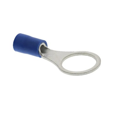 JST FV Insulated Ring Terminal, 10 mm Stud Size, 16 AWG to 14 AWG Wire Size, Blue FVWS2-10