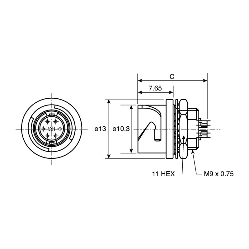 Hirose Miniature Circular Connector, Panel Mount Socket, Female, 12 Contacts, IP67/IP68, Zinc Alloy Housing, LF LF10WBR-12S