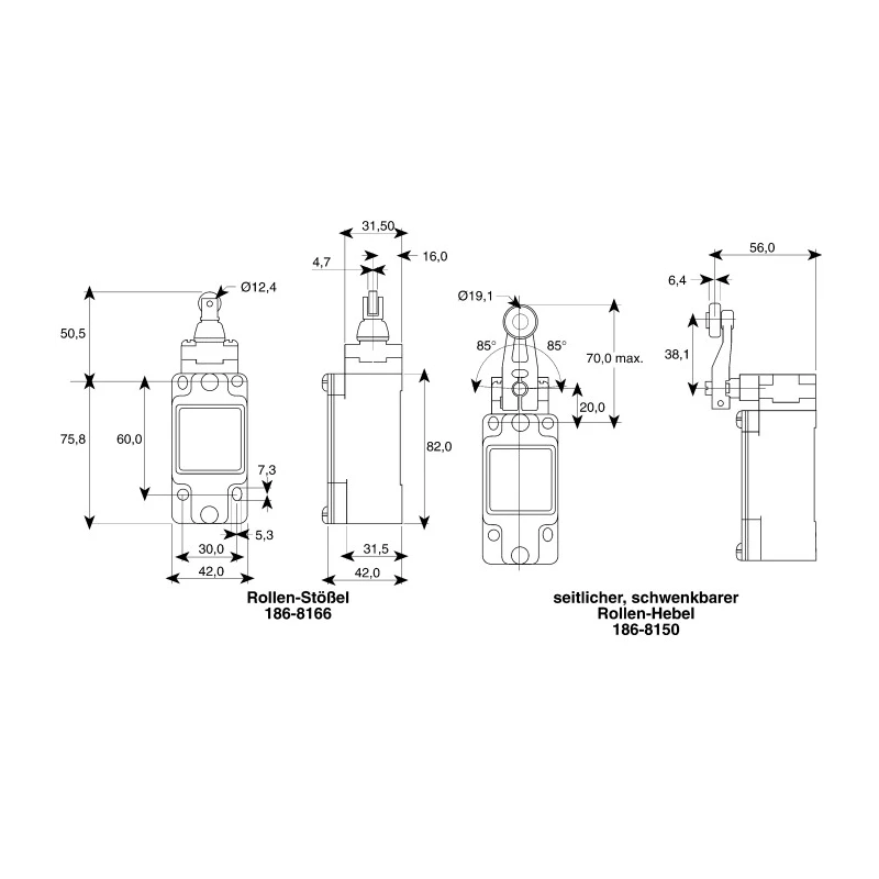 Honeywell Technologies GLA Series Plunger Limit Switch 2 NC/2 NO Contact Configuration Rated Die Cast Zinc Housing 600V IP67
