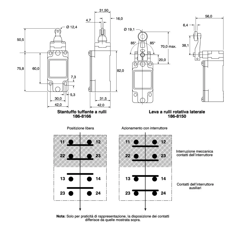 Honeywell Technologies GLA Series Plunger Limit Switch 2 NC/2 NO Contact Configuration Rated Die Cast Zinc Housing 600V IP67