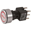 APEM Illuminated Push Button Switch, Latching, Panel Mount, 22 mm Cutout, DPDT, Red LED, IP65 A1PCA1X236J103