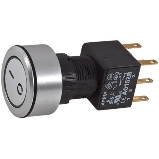 APEM Illuminated Push Button Switch DPDT, Latching, Panel Mount, 22 mm Cutout, Blue LED, IP65 A1PCA1X250K403