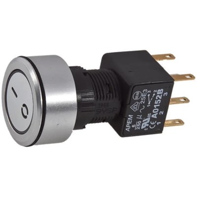 APEM Illuminated Push Button Switch DPDT, Latching, Panel Mount, 22 mm Cutout, Blue LED, IP65 A1PCA1X250K403