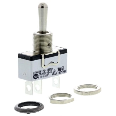 APEM Toggle Switch, Panel Mount, On-Off-On SPST, Solder Lug Terminal, 24 V dc, 250 V ac, 5A Current, Nickel Plated 637H/2K