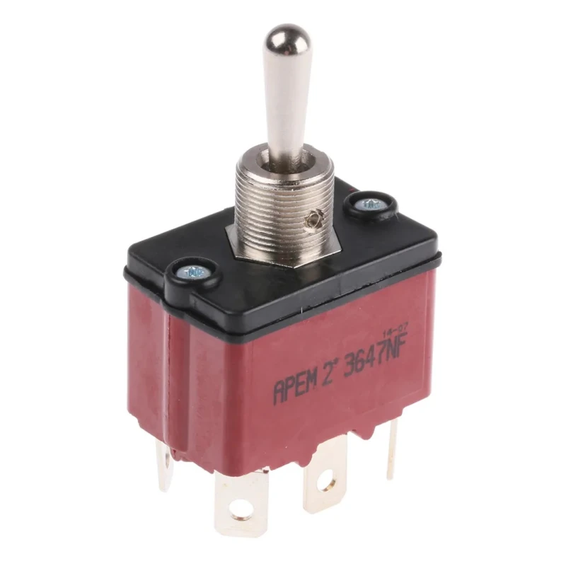 APEM Toggle Switch Panel Mount On-Off-On DPST Tab Terminal 24V dc 28V ac 3647NF/2