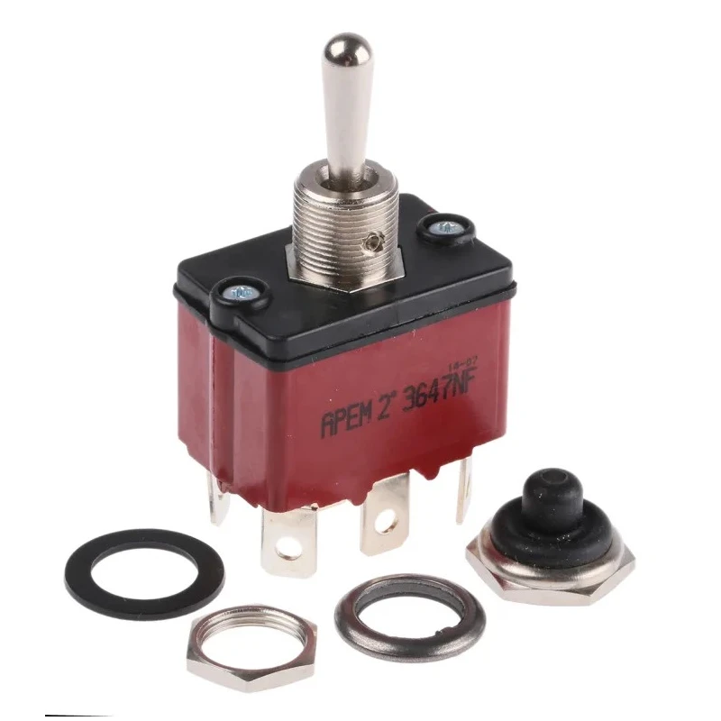 APEM Toggle Switch Panel Mount On-Off-On DPST Tab Terminal 24V dc 28V ac 3647NF/2