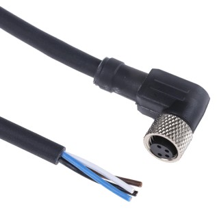Telemecanique Sensors Female 4 Way Right Angle to 3 Way Unterminated Sensor Actuator Cable 10m XZCP1041L10