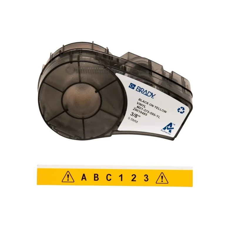 Brady Black on Yellow, Black Label Printer Tape, 9.53 mm Width, 6.4 m Length, Compatible with BMP21 LAB M21-375-595-YL