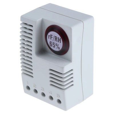 STEGO Adjustable Hygrostat, DIN Rail Mount, 240V AC, IP20, 40%–90%RH Humidity Range 01246.0-00