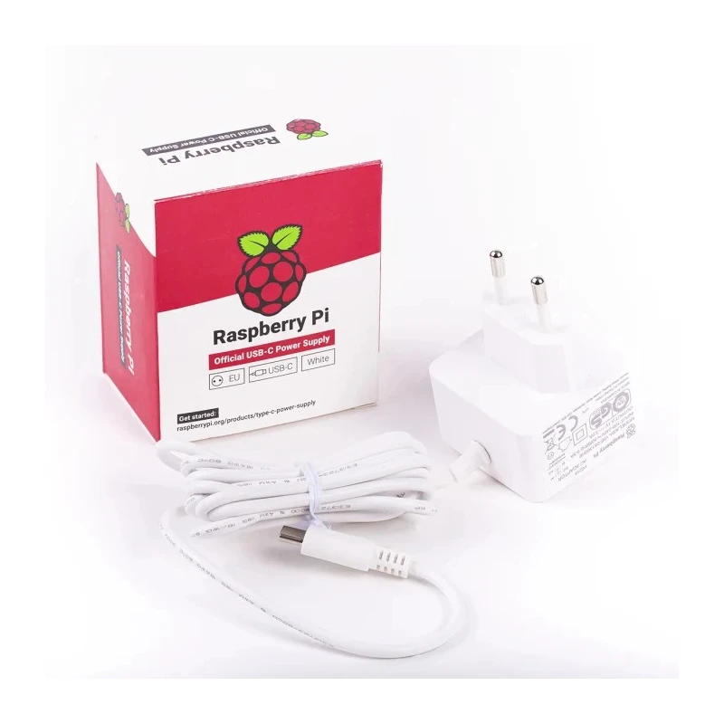 Raspberry Pi Power Supply USB Type C with EU Plug Type, 1.5 m RPI4 PSU EU WHITE BULK