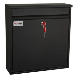 Securikey Black Mailbox Galvanised Steel Body 370mm Height x 360mm Width x 110mm Depth BSPB-FRONT360-RK