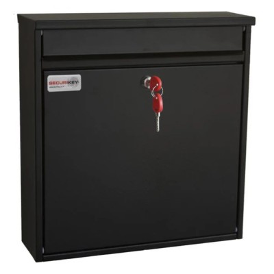 Securikey Black Mailbox Galvanised Steel Body 370mm Height x 360mm Width x 110mm Depth BSPB-FRONT360-RK
