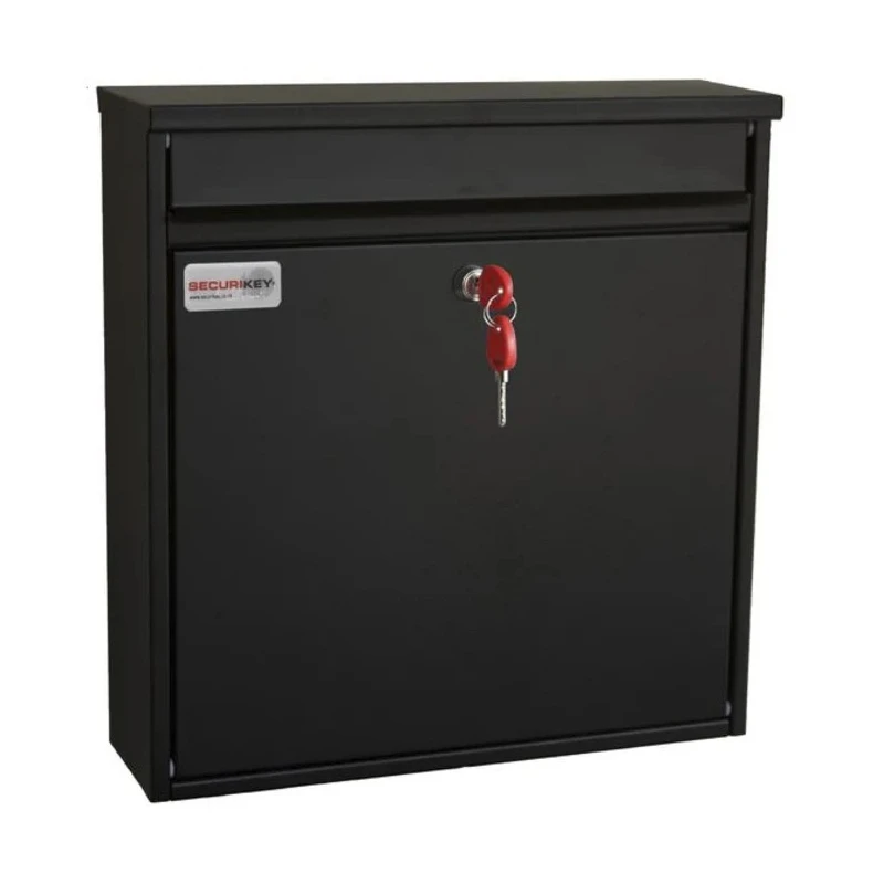Securikey Black Mailbox Galvanised Steel Body 370mm Height x 360mm Width x 110mm Depth BSPB-FRONT360-RK
