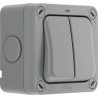 BG Electrical Grey 2 Way Rocker 2 Gang Light Switch, Surface Mount, IP66, 20A, LED Illumination, Storm Series WP42-02