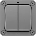 BG Electrical Grey 2 Way Rocker 2 Gang Light Switch, Surface Mount, IP66, 20A, LED Illumination, Storm Series WP42-02