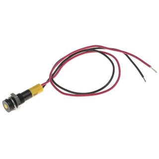 RS PRO Yellow Panel Mount Indicator 24V DC 20mA Lead Wire Termination IP67 Flush 700-1886