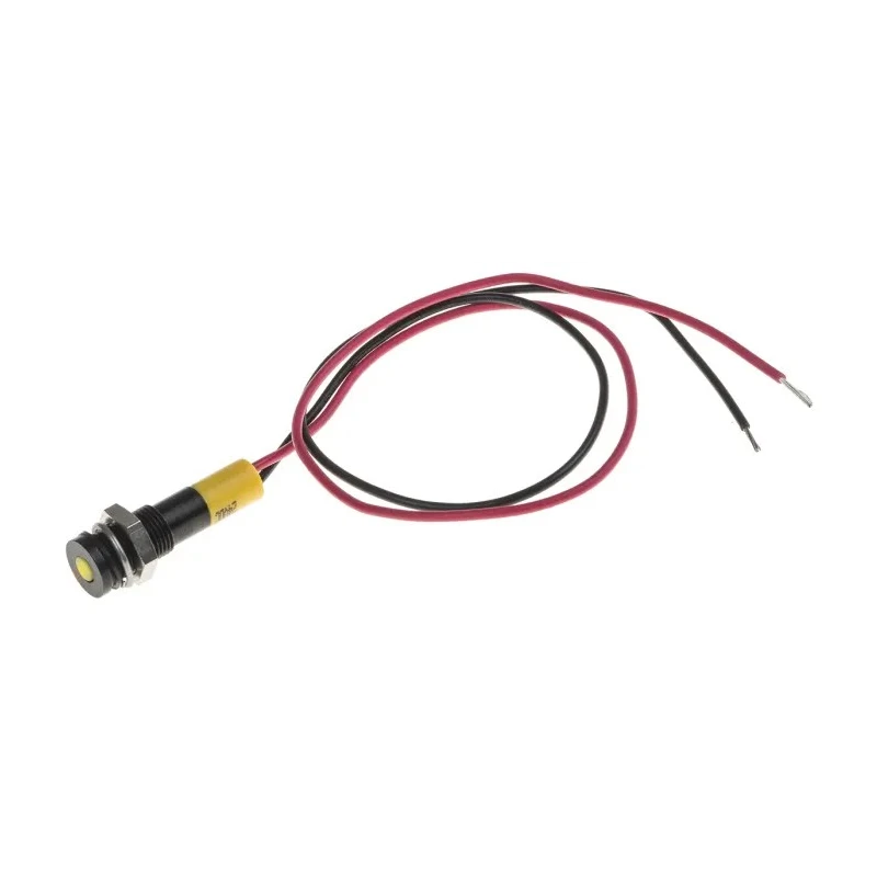 RS PRO Yellow Panel Mount Indicator 24V DC 20mA Lead Wire Termination IP67 Flush 700-1886