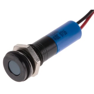 RS PRO Blue Panel Mount Indicator 24V DC 20mA Lead Wire Termination IP67 Flush Bezel 700-2000