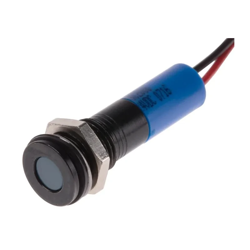 RS PRO Blue Panel Mount Indicator 24V DC 20mA Lead Wire Termination IP67 Flush Bezel 700-2000