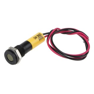 RS PRO Yellow Panel Mount Indicator 220V AC 20mA Lead Wire Termination IP67 Flush 700-2025