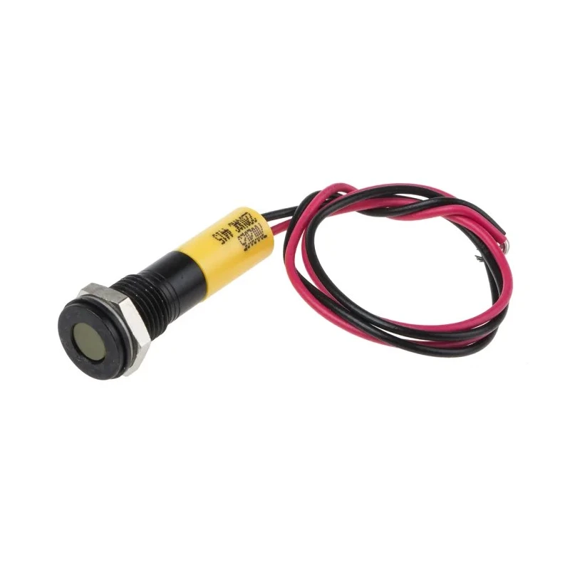 RS PRO Yellow Panel Mount Indicator 220V AC 20mA Lead Wire Termination IP67 Flush 700-2025