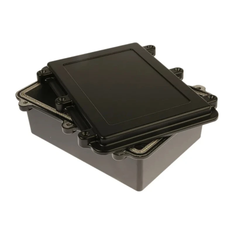 RS PRO Black Black Lid Die Cast Aluminium Enclosure IP67 Waterproof Dustproof 200 mm x 150 mm x 75 mm IP67