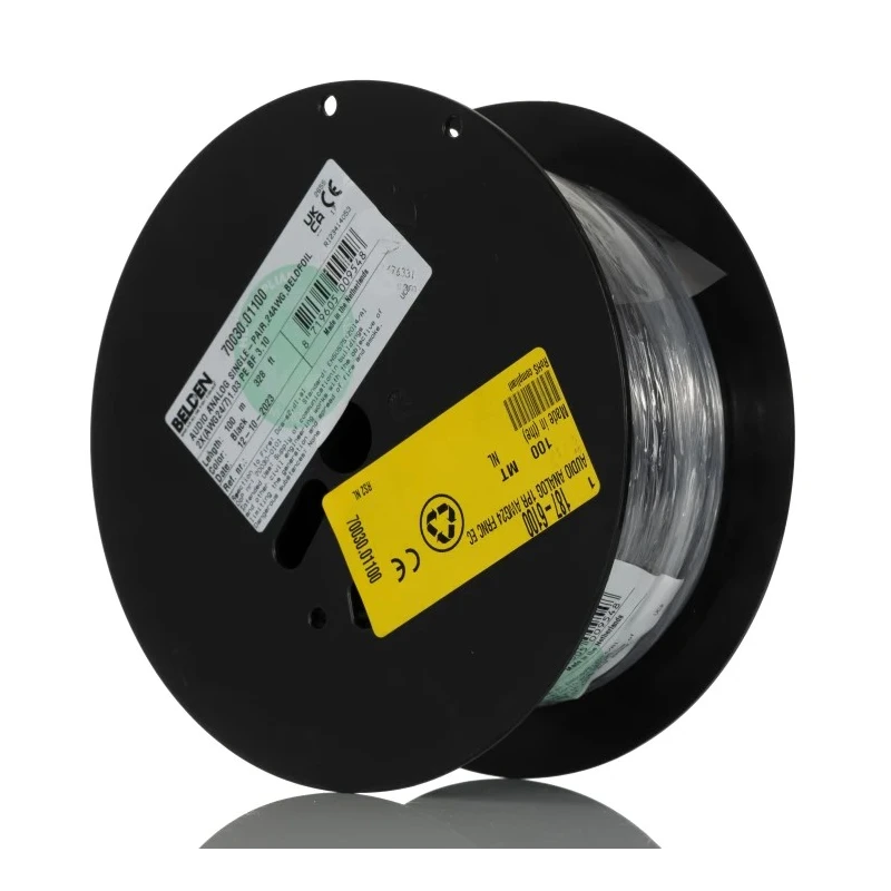 Belden 70030 Series 2 Core Screened Audio Cable 3.1 mm OD 100 m LSZH Polyethylene Jacket 70030.01100