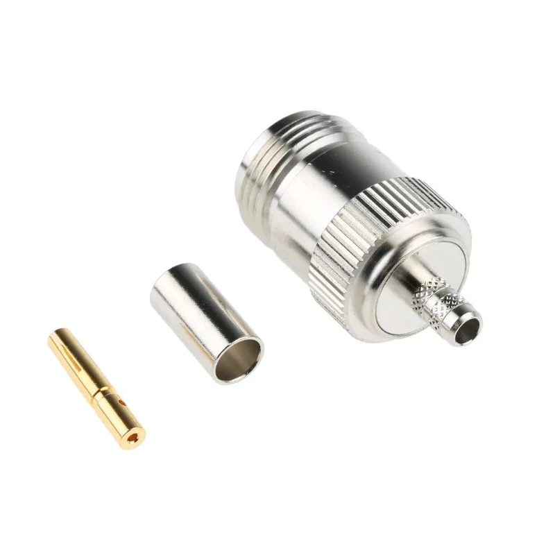 Amphenol RF N Type Series Coaxial Connector Cable Female N Connector, 50 Ω, Straight Body Crimp N6121A1-NT3G-1-50