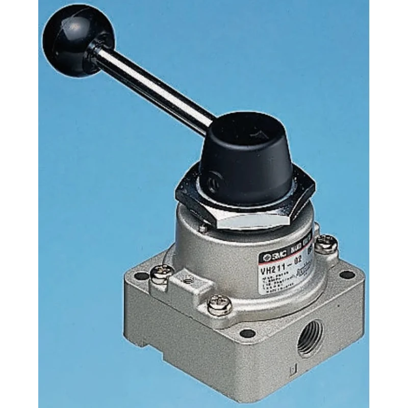 SMC Pneumatic Manual Control Valve with Handle VH Series, 4 Ports, NPT 1/4 in, 4/3 Valve Function, Die Cast VH211-F02