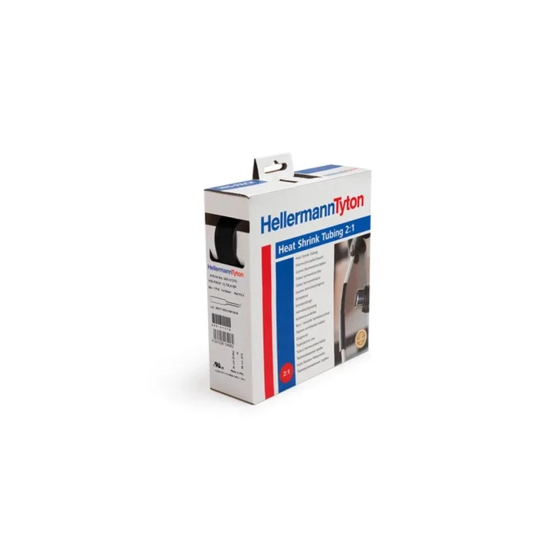 HellermannTyton Heat Shrink Tubing Black 6.4 mm Sleeve Diameter x 5m Length 2:1 Ratio 300-30640 HIS-PACK-6.4/3.2-PO-X-BK