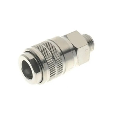 RS PRO Brass Quick Air Coupling 1/4 in Female BSP Nickel Plated 16 bar Max Pressure 80°C Max Temperature 187-8788