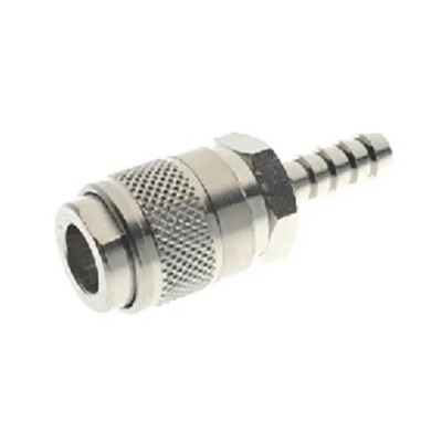 RS PRO Brass Quick Air Coupling Male ISO 228 Class A Hose Barb 6mm Nickel Plated 12 Bar 187-8769